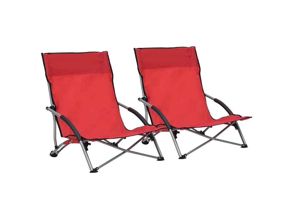 Chaises de plage pliables lot de 2 Rouge Tissu