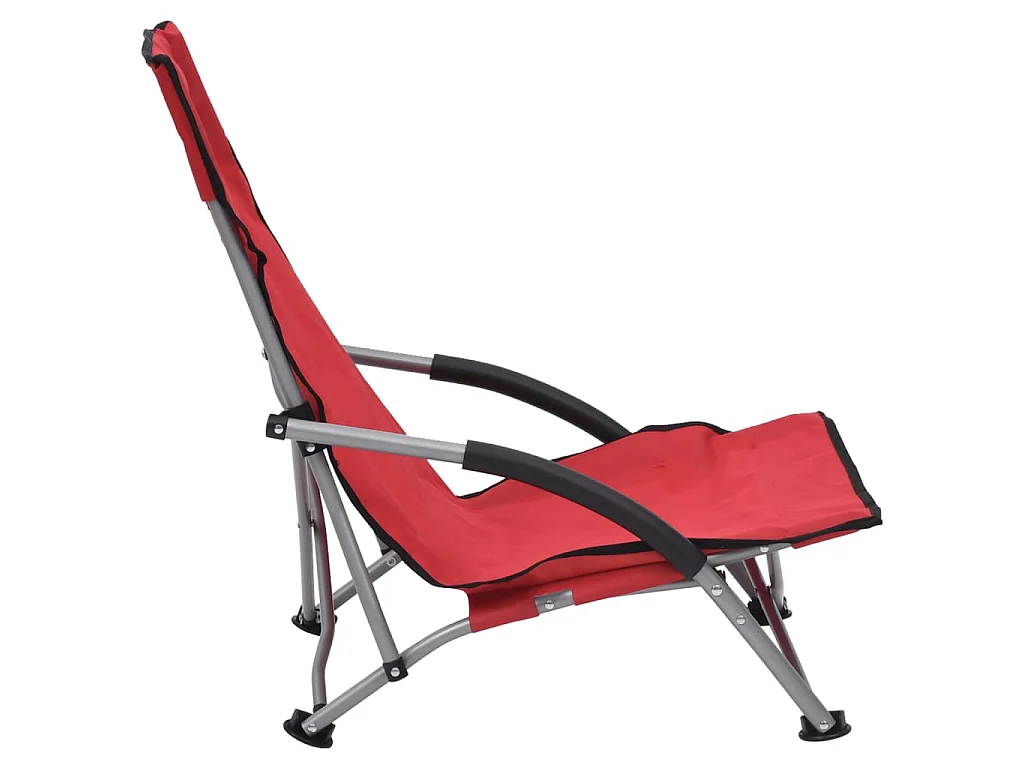Chaises de plage pliables lot de 2 Rouge Tissu