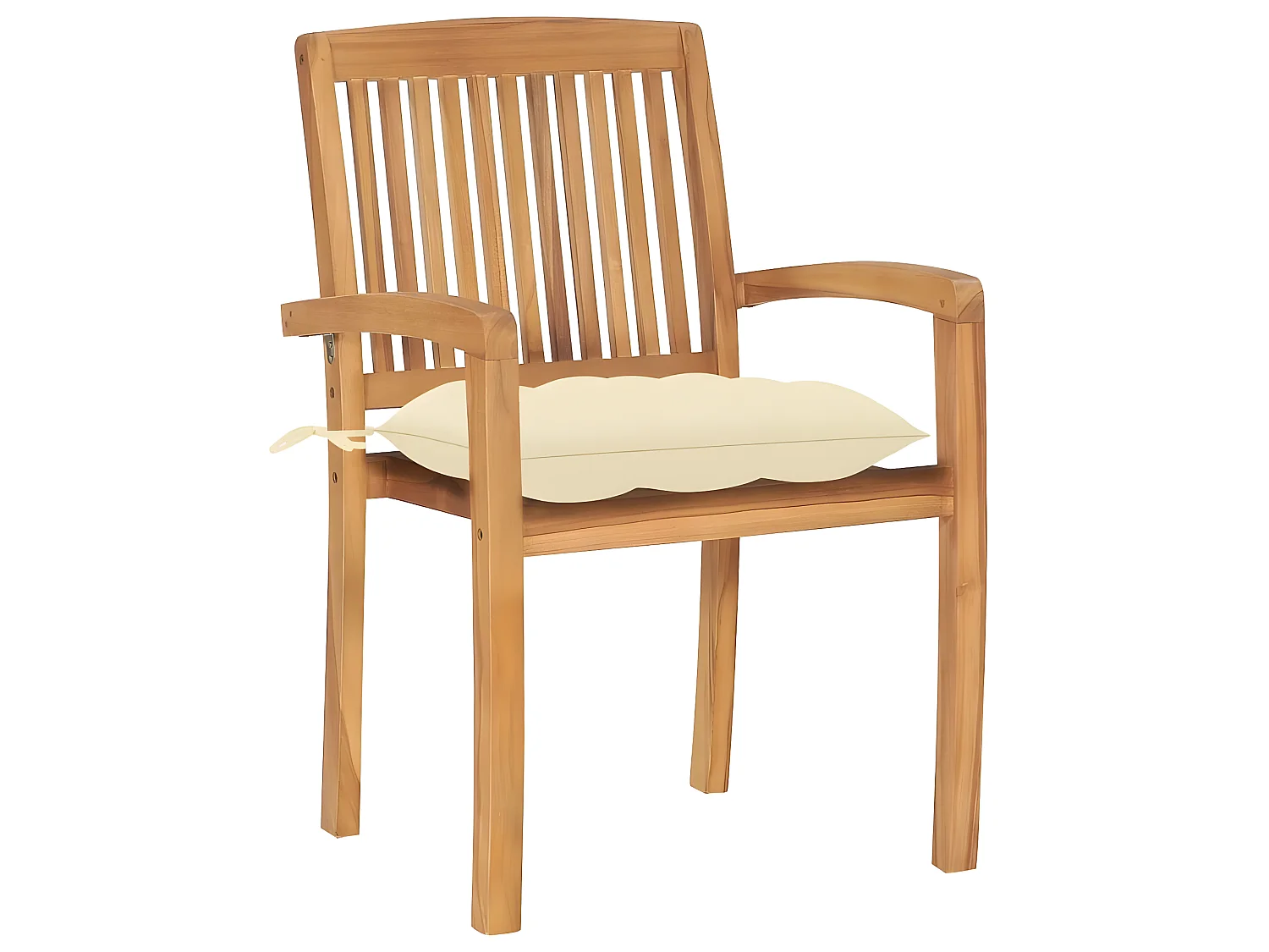 Chaises de jardin empilables avec coussins lot de 8 Teck solide