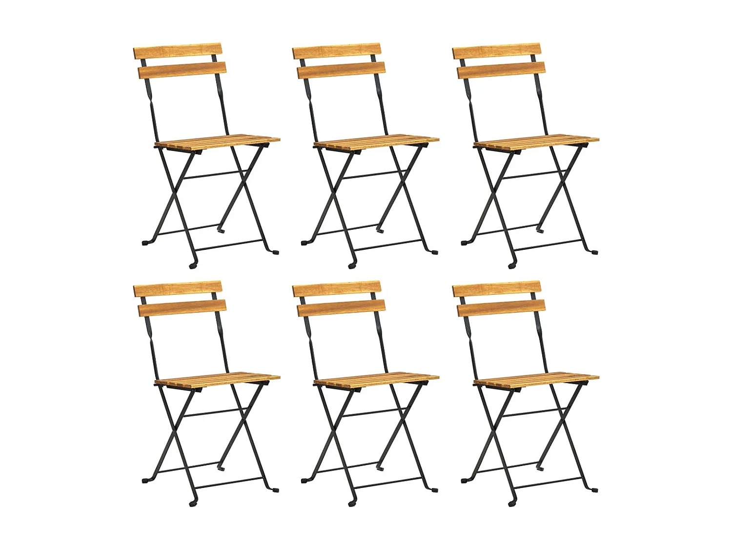 Chaises pliables de jardin lot de 6 Acier bois d'acacia massif