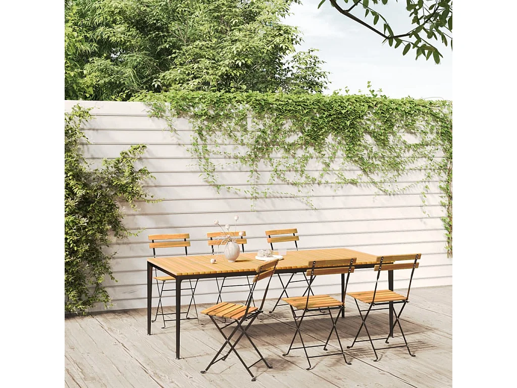 Klappbare Gartenstühle 6 Stk. Stahl und Massivholz Akazie