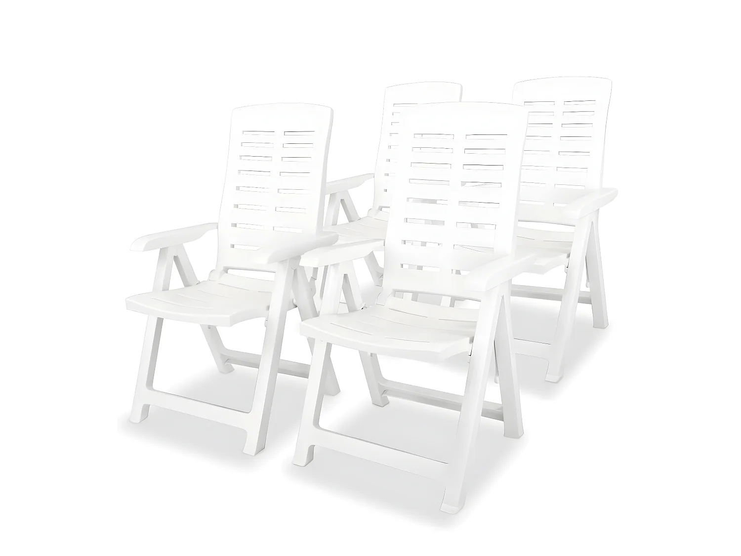 Chaises inclinables de jardin lot de 4 Plastique Blanc