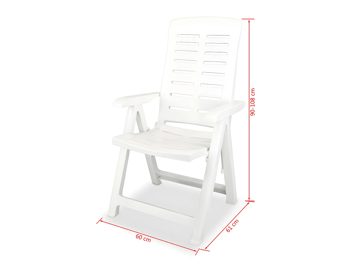 Chaises inclinables de jardin lot de 4 Plastique Blanc