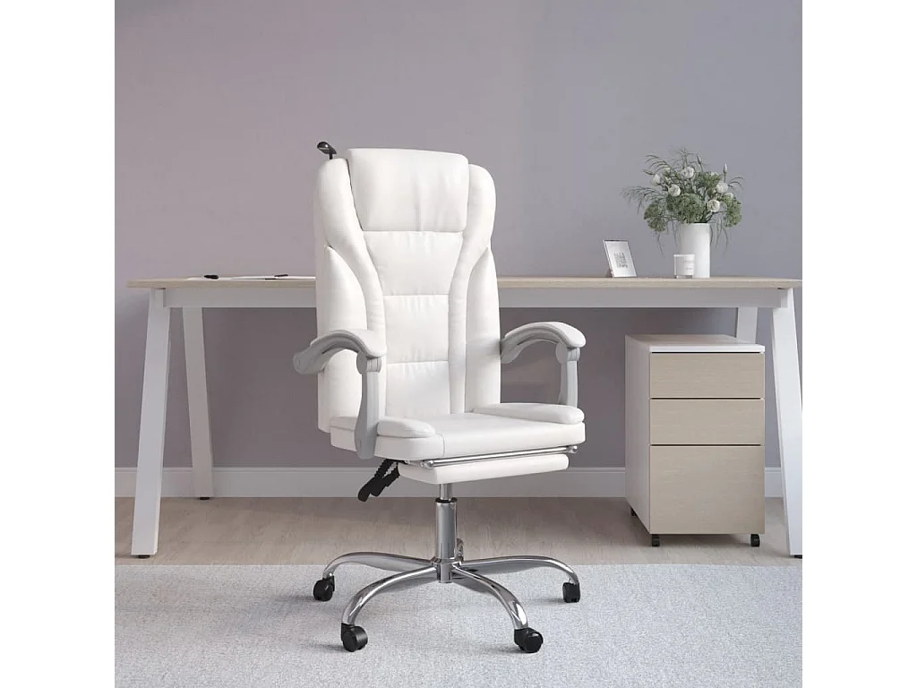Fauteuil inclinable de bureau Blanc Similicuir