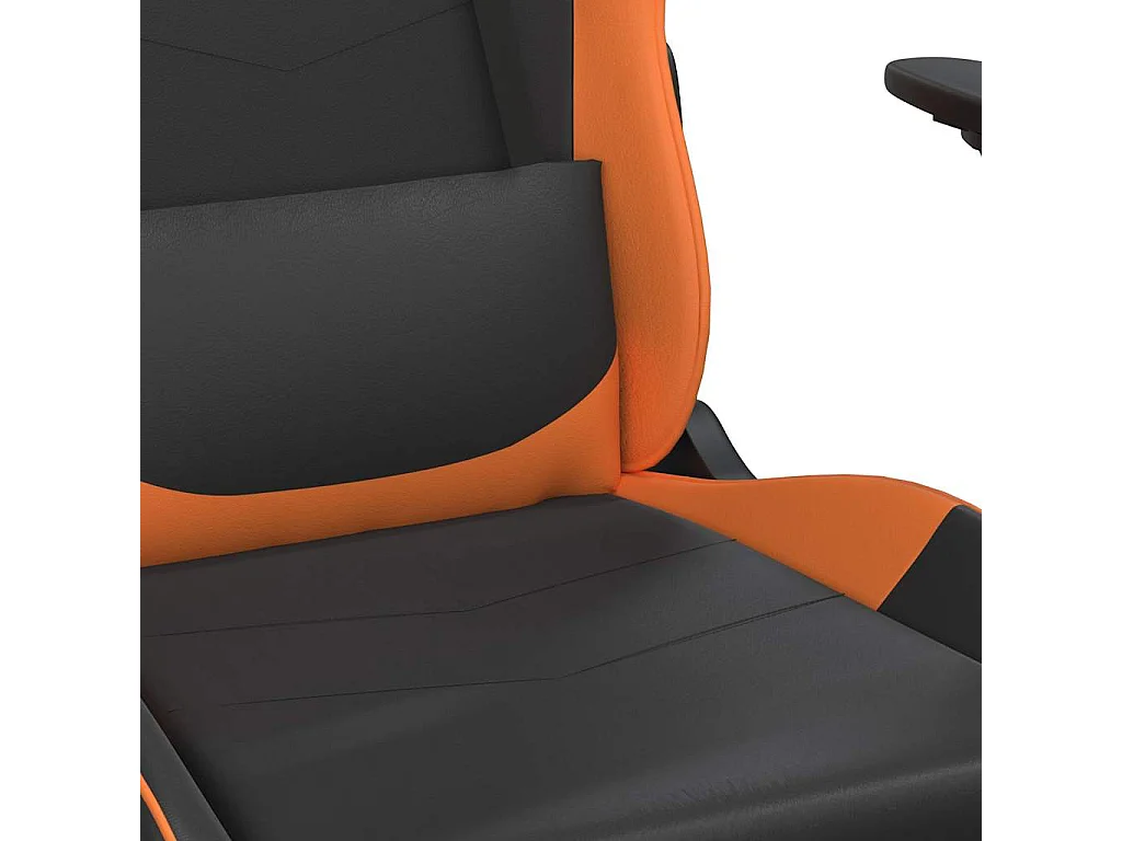 Massage gamestoel met voetensteun kunstleer zwart en oranje