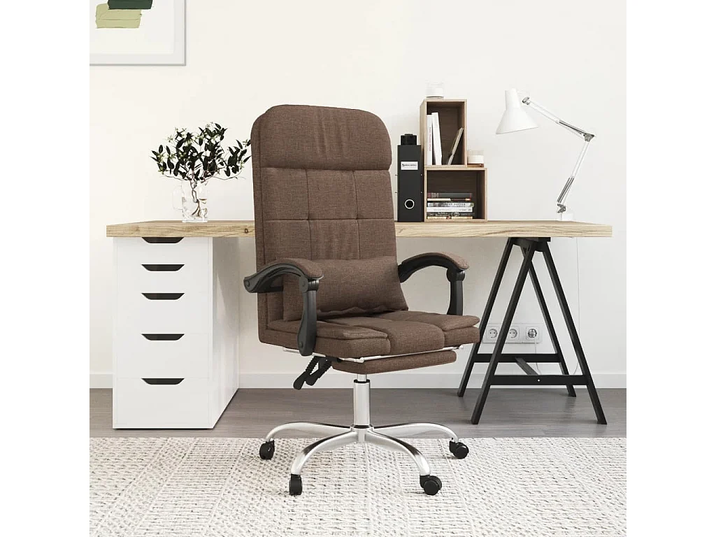 Fauteuil de massage inclinable de bureau Marron Tissu