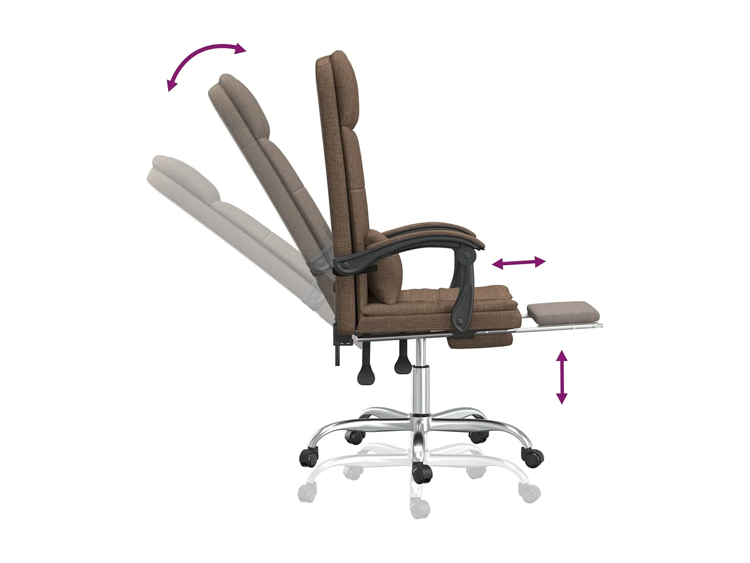 Fauteuil de massage inclinable de bureau Marron Tissu