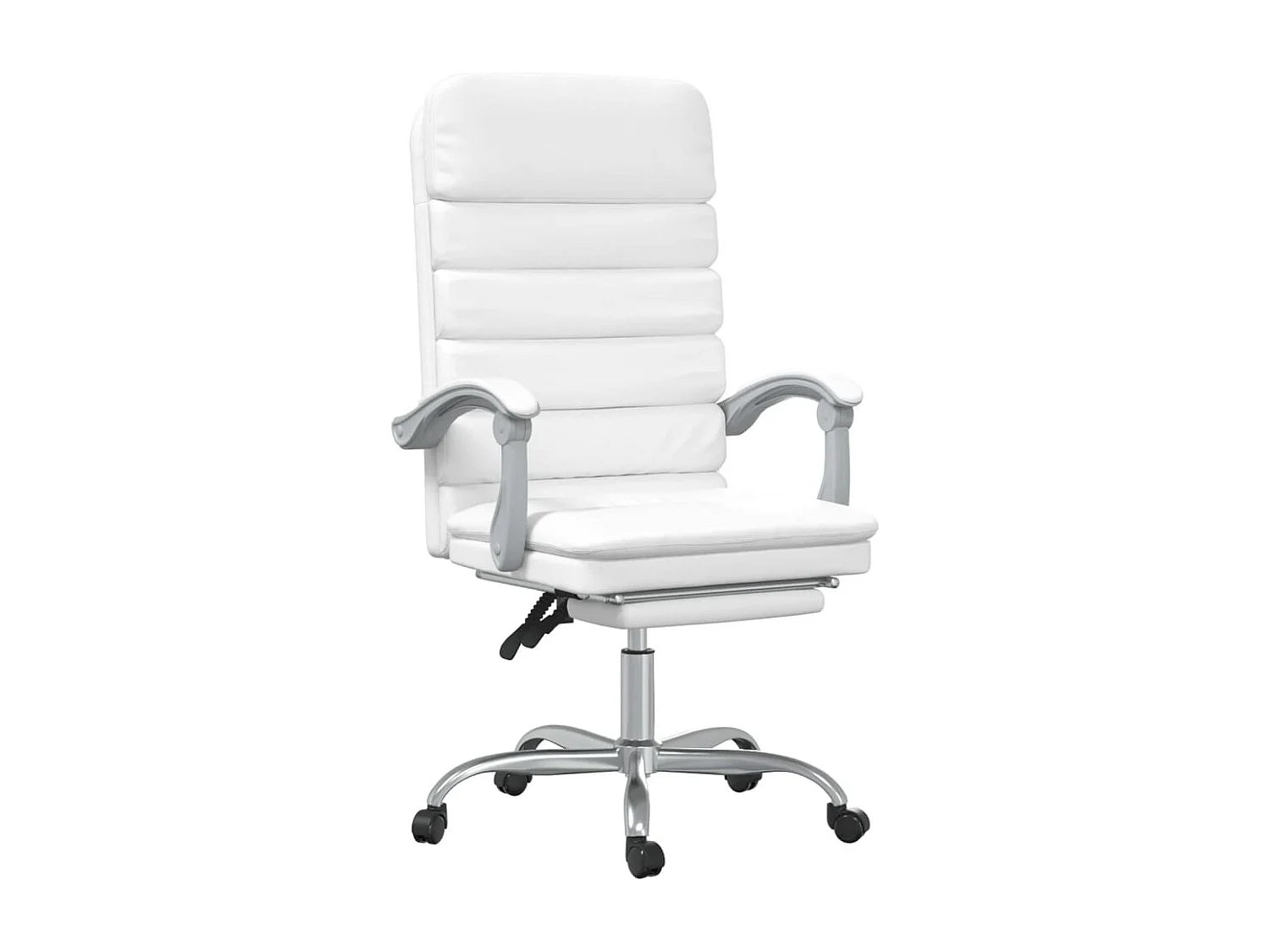 Silla de oficina reclinable masaje cuero sintético blanco