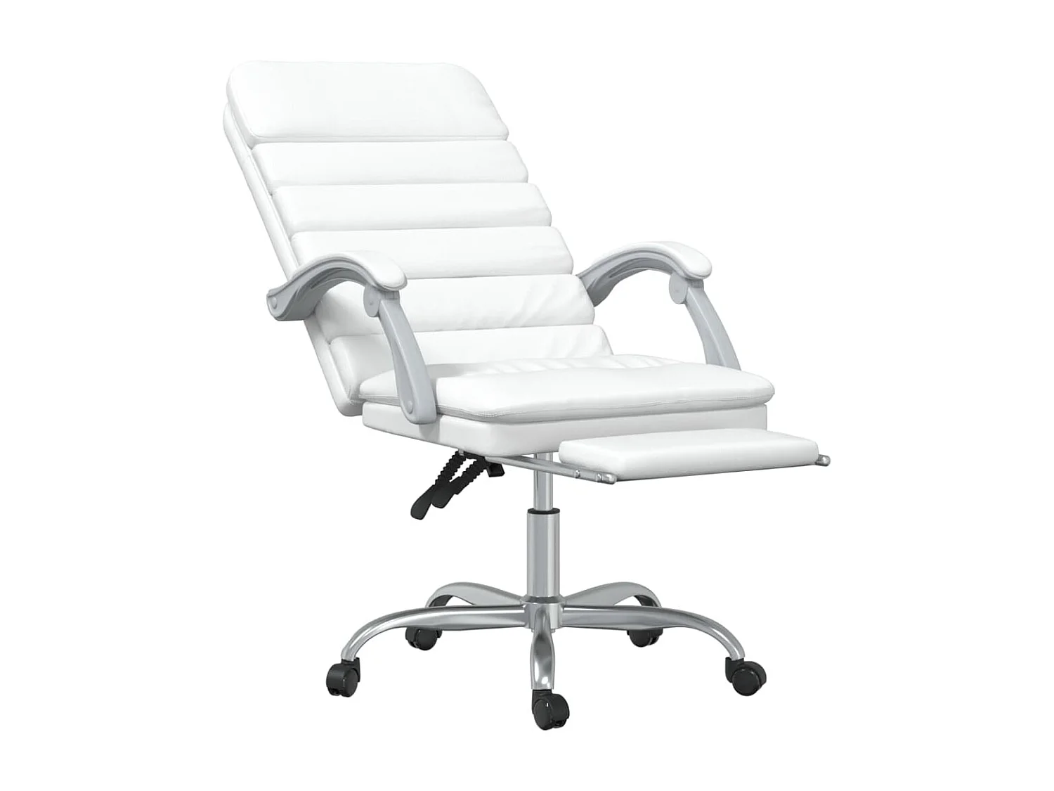 Silla de oficina reclinable masaje cuero sintético blanco