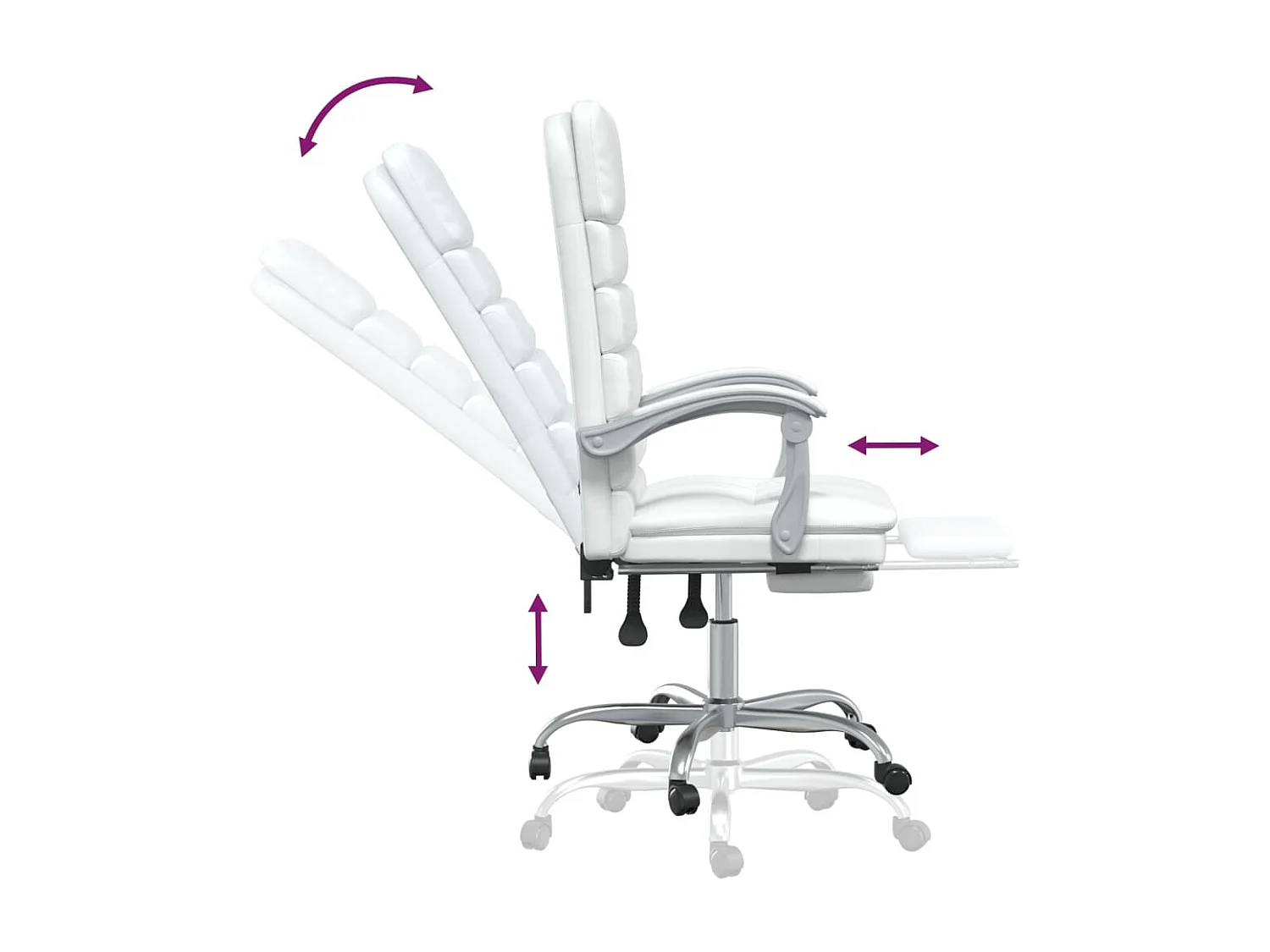 Silla de oficina reclinable masaje cuero sintético blanco