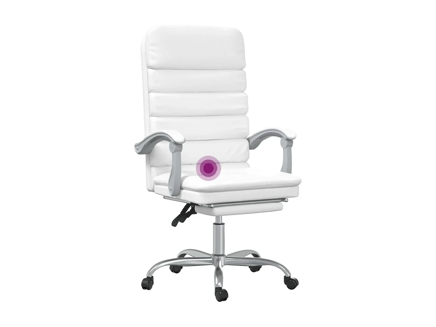 Silla de oficina reclinable masaje cuero sintético blanco