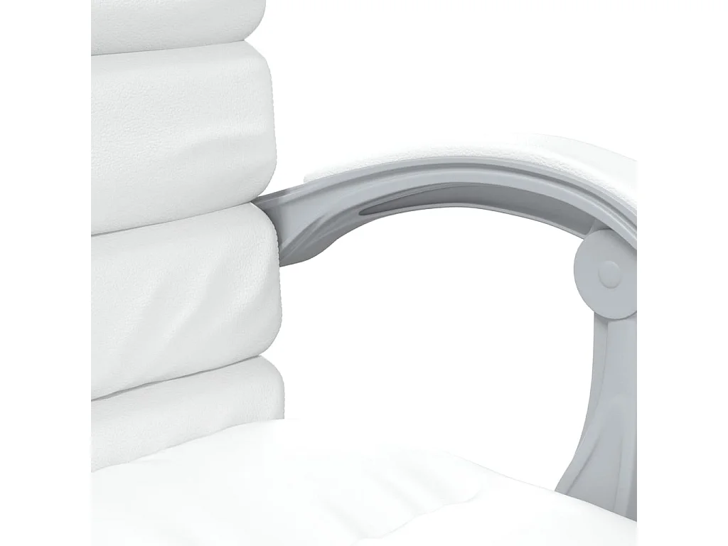 Silla de oficina reclinable masaje cuero sintético blanco