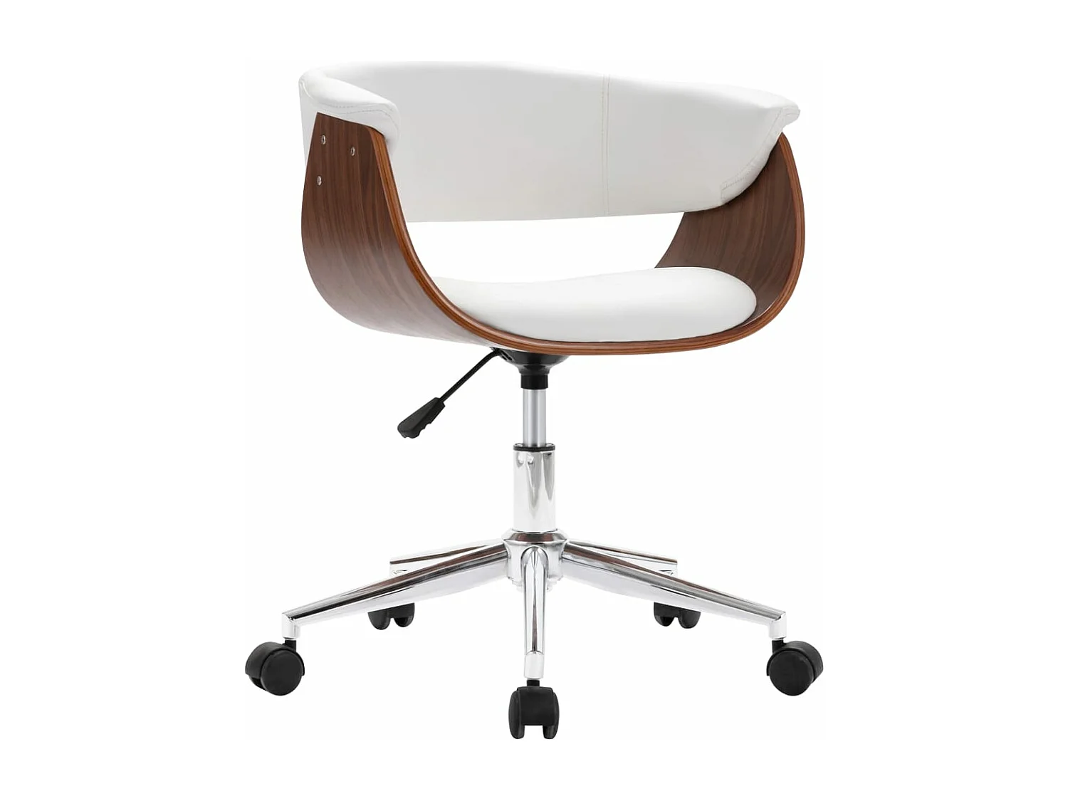 Chaise pivotante de bureau Blanc Bois courbé et similicuir