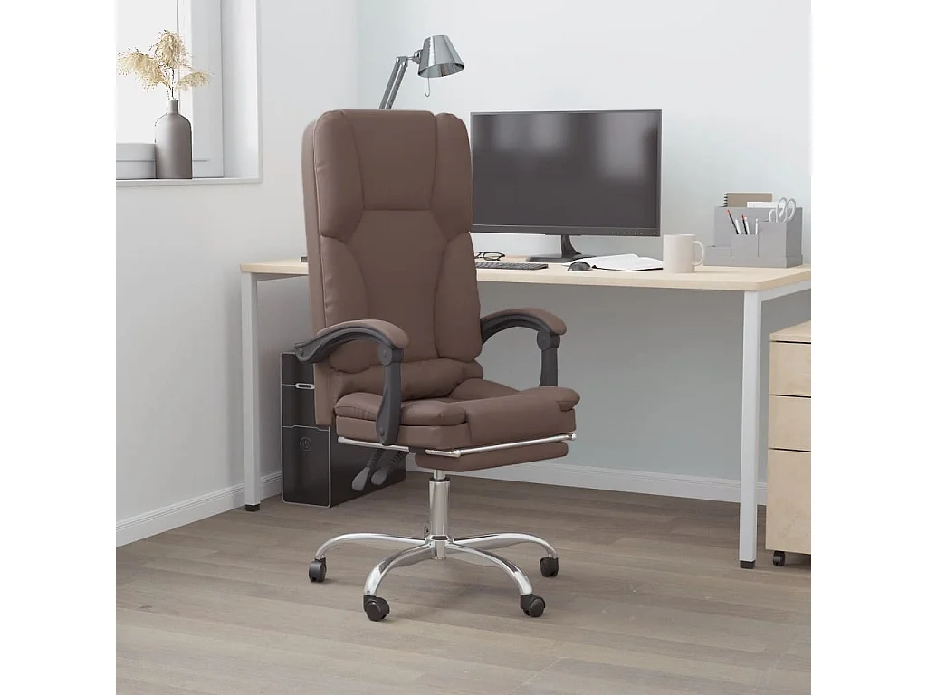 Fauteuil de massage inclinable de bureau Marron Similicuir
