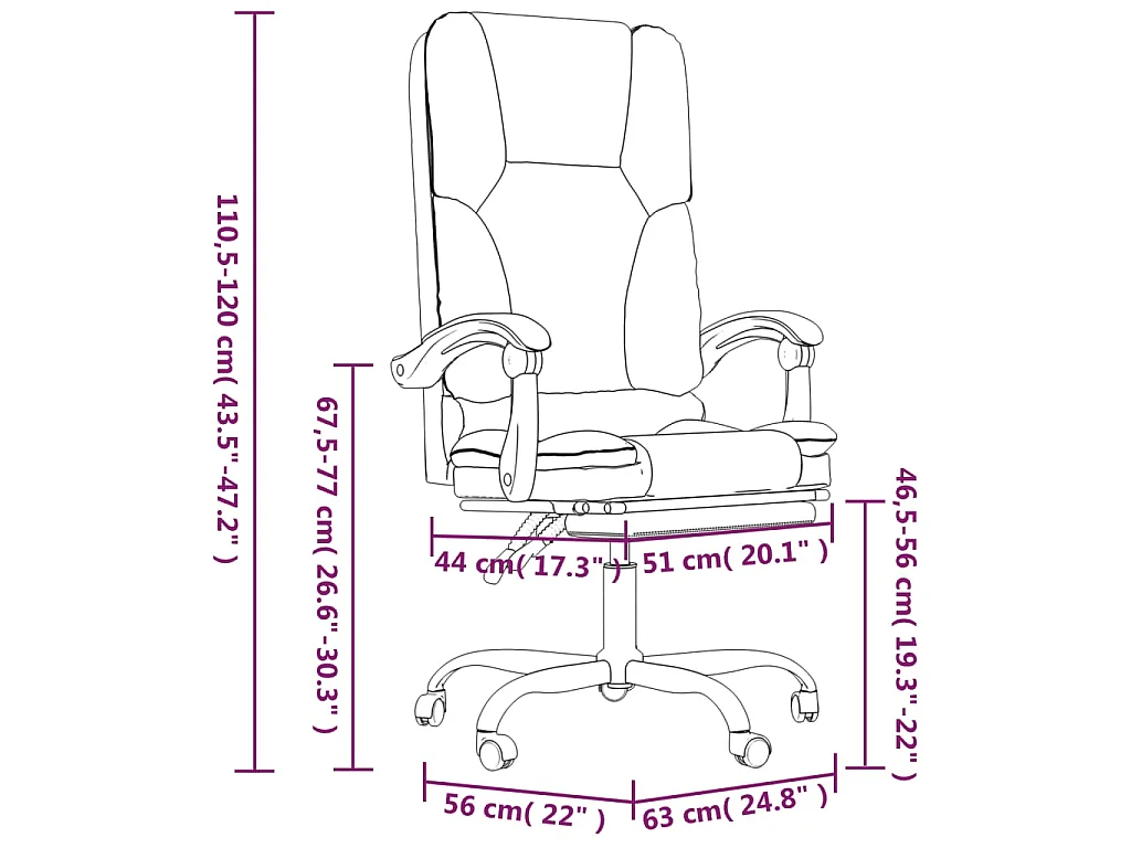 Fauteuil de massage inclinable de bureau Marron Similicuir