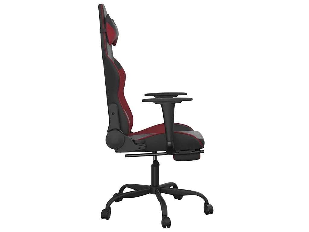 Gaming-Stuhl mit Massage & Fußstütze Schwarz Weinrot Kunstleder