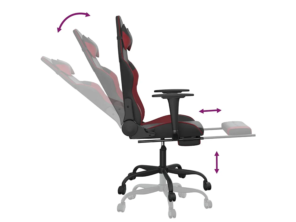 Gaming-Stuhl mit Massage & Fußstütze Schwarz Weinrot Kunstleder
