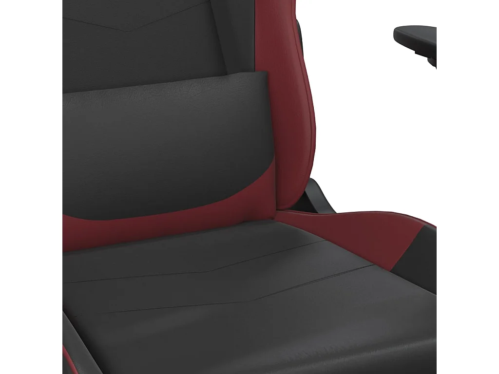 Gaming-Stuhl mit Massage & Fußstütze Schwarz Weinrot Kunstleder