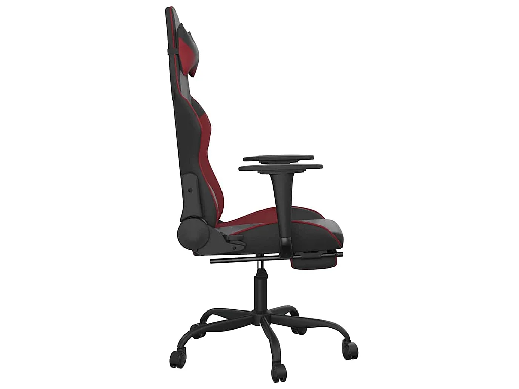 Chaise de jeu de massage repose-pied Noir&Bordeaux Similicuir