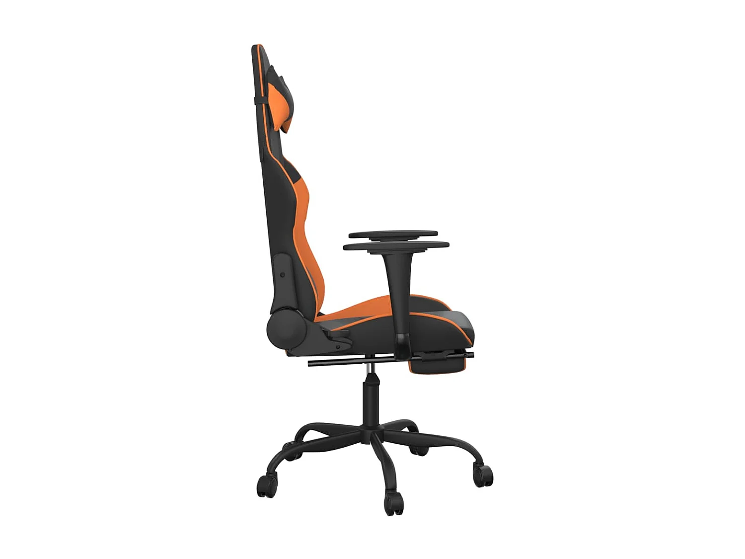 Gaming-Stuhl mit Fußstütze Schwarz und Orange Kunstleder