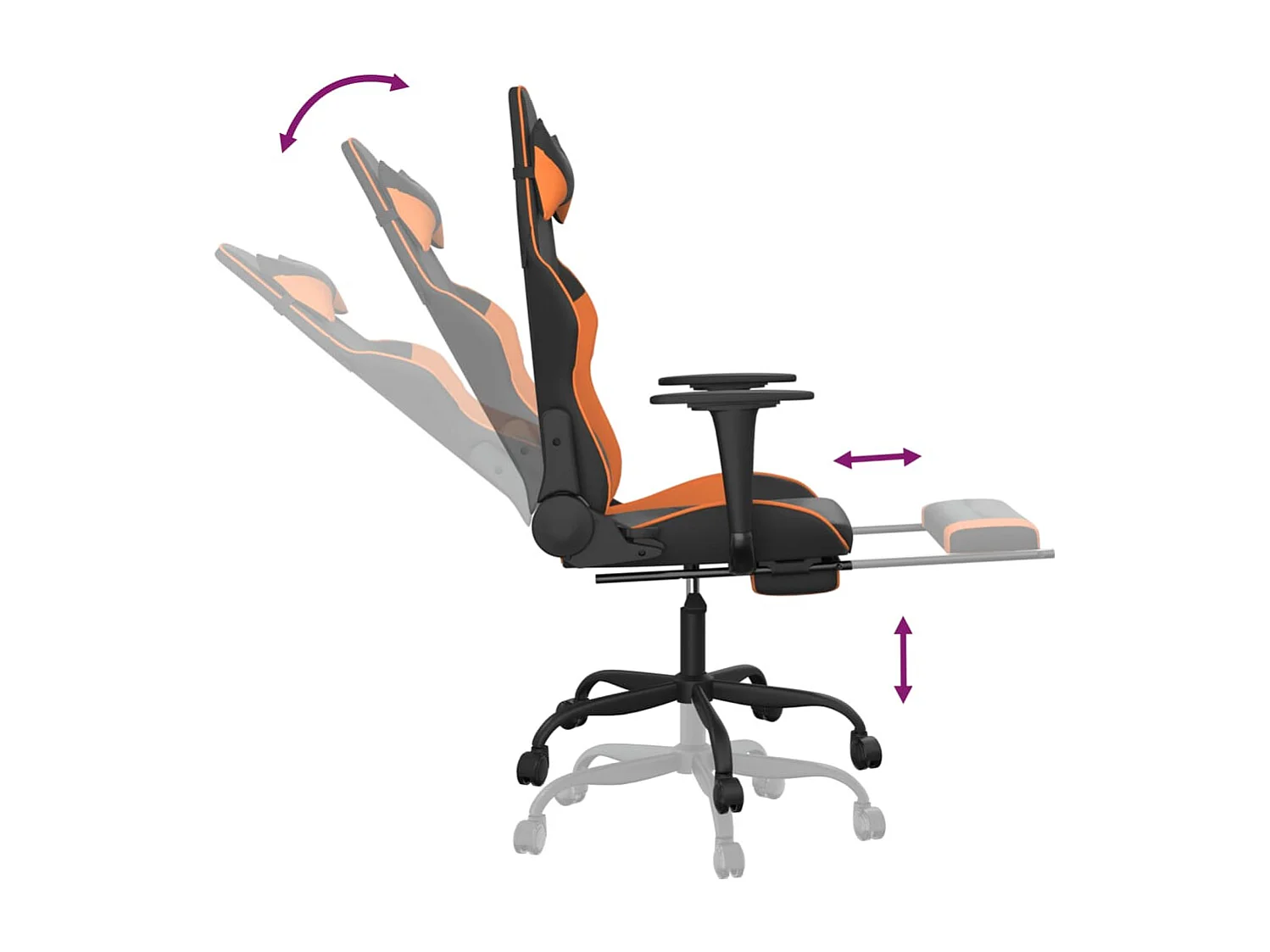 Gaming-Stuhl mit Fußstütze Schwarz und Orange Kunstleder