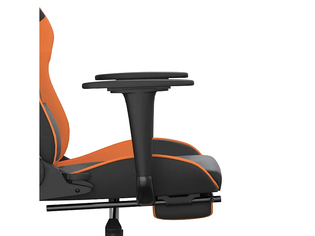 Gamestoel met voetensteun kunstleer zwart en oranje