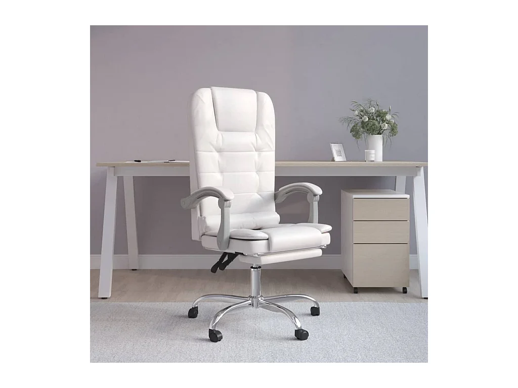 Fauteuil de massage inclinable de bureau Blanc Similicuir