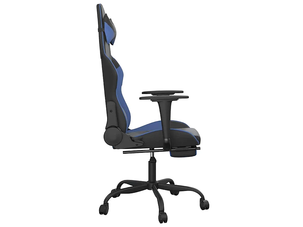 Chaise de jeu de massage et repose-pied Noir et bleu Similicuir