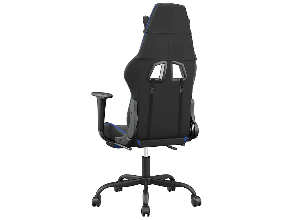 Chaise de jeu de massage et repose-pied Noir et bleu Similicuir