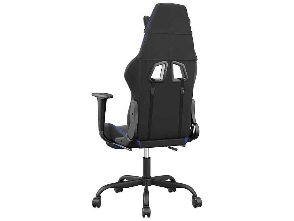 Massage gamestoel met voetensteun kunstleer zwart en blauw