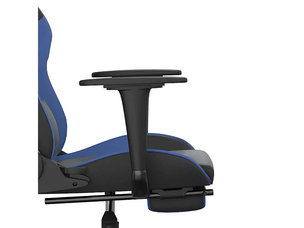 Massage gamestoel met voetensteun kunstleer zwart en blauw