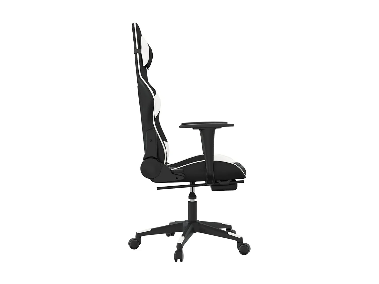 Gaming-Stuhl mit Massage & Fußstütze Schwarz & Weiß Kunstleder