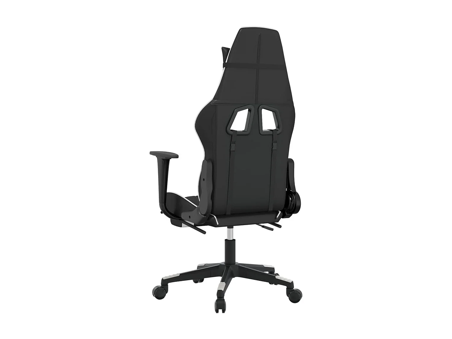 Gaming-Stuhl mit Massage & Fußstütze Schwarz & Weiß Kunstleder