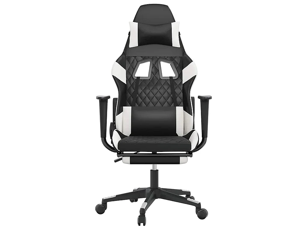 Chaise de jeu de massage avec repose-pied Noir&Blanc Similicuir