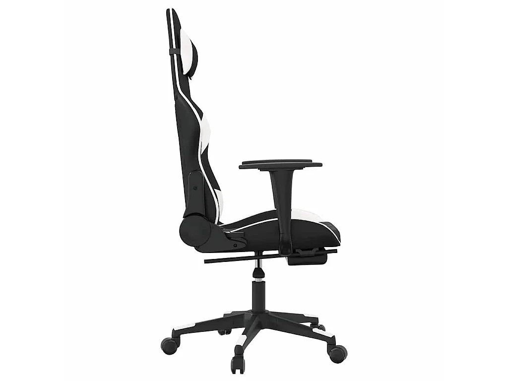 Chaise de jeu de massage avec repose-pied Noir&Blanc Similicuir