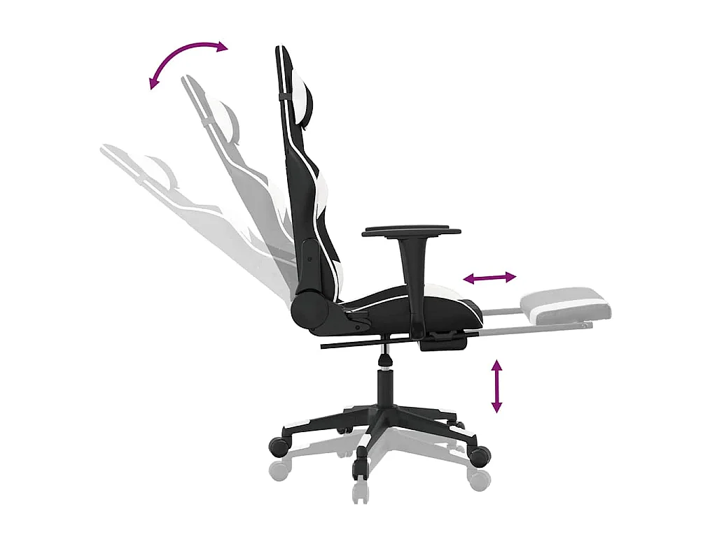 Chaise de jeu de massage avec repose-pied Noir&Blanc Similicuir