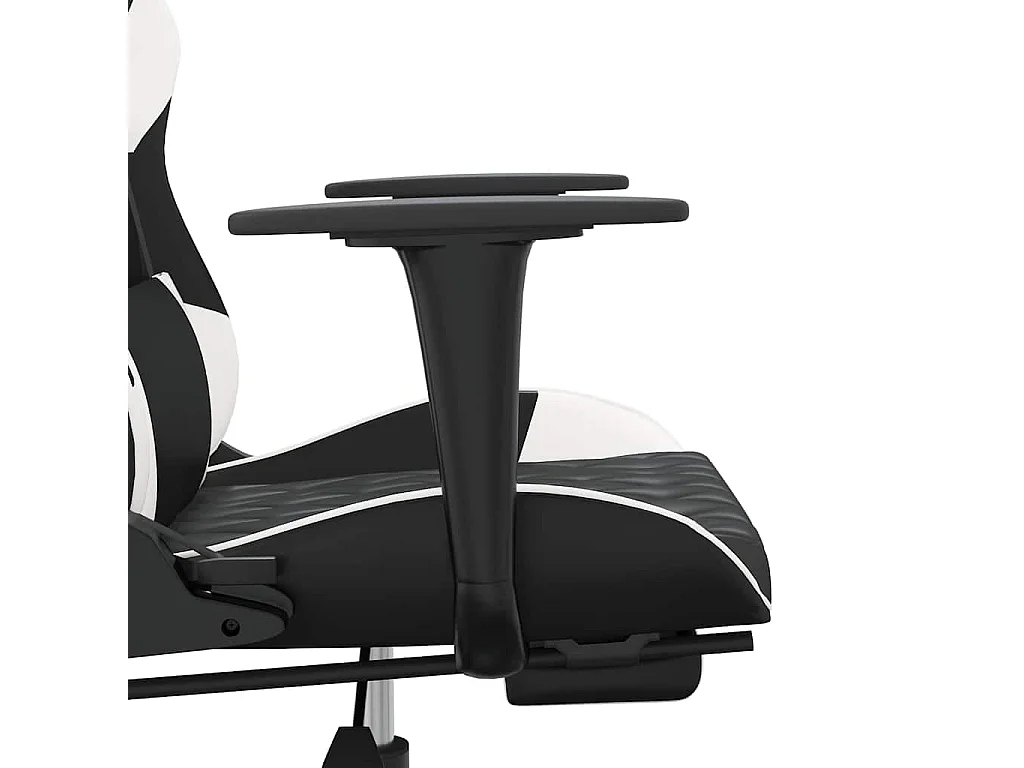 Chaise de jeu de massage avec repose-pied Noir&Blanc Similicuir