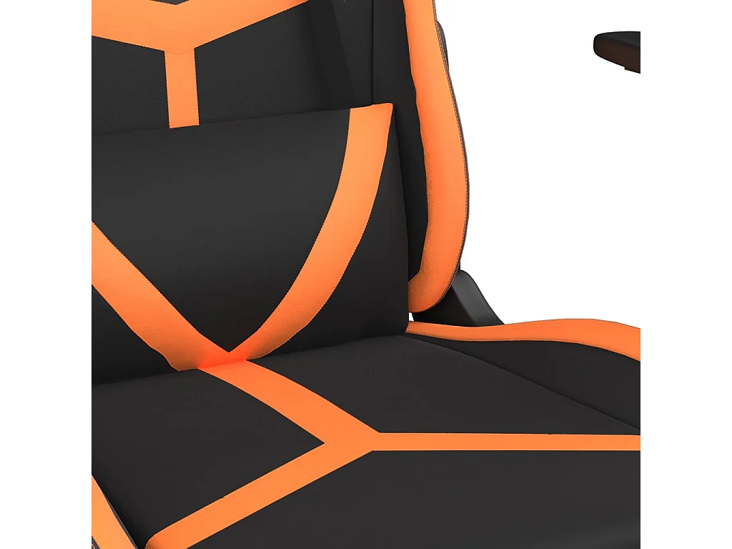 Sedia da Gaming con Poggiapiedi Nero e Arancione in Similpelle