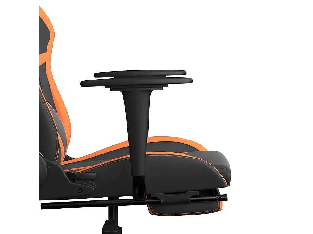 Gamestoel met voetensteun kunstleer zwart en oranje