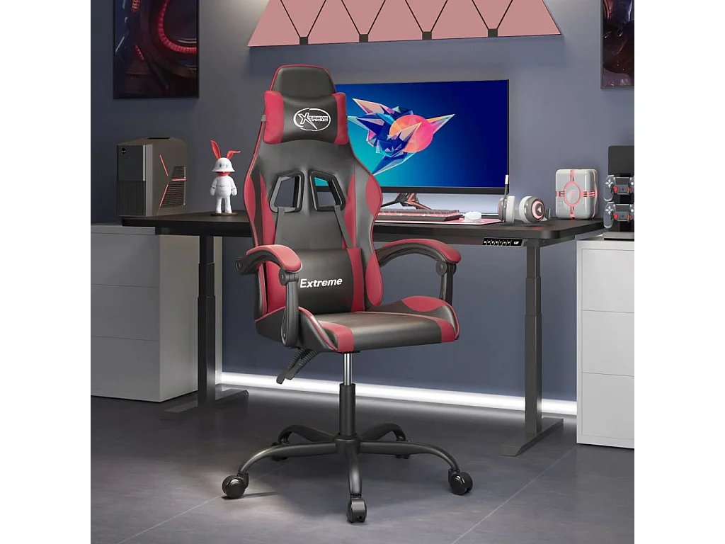 Chaise de jeu Noir et rouge bordeaux Similicuir