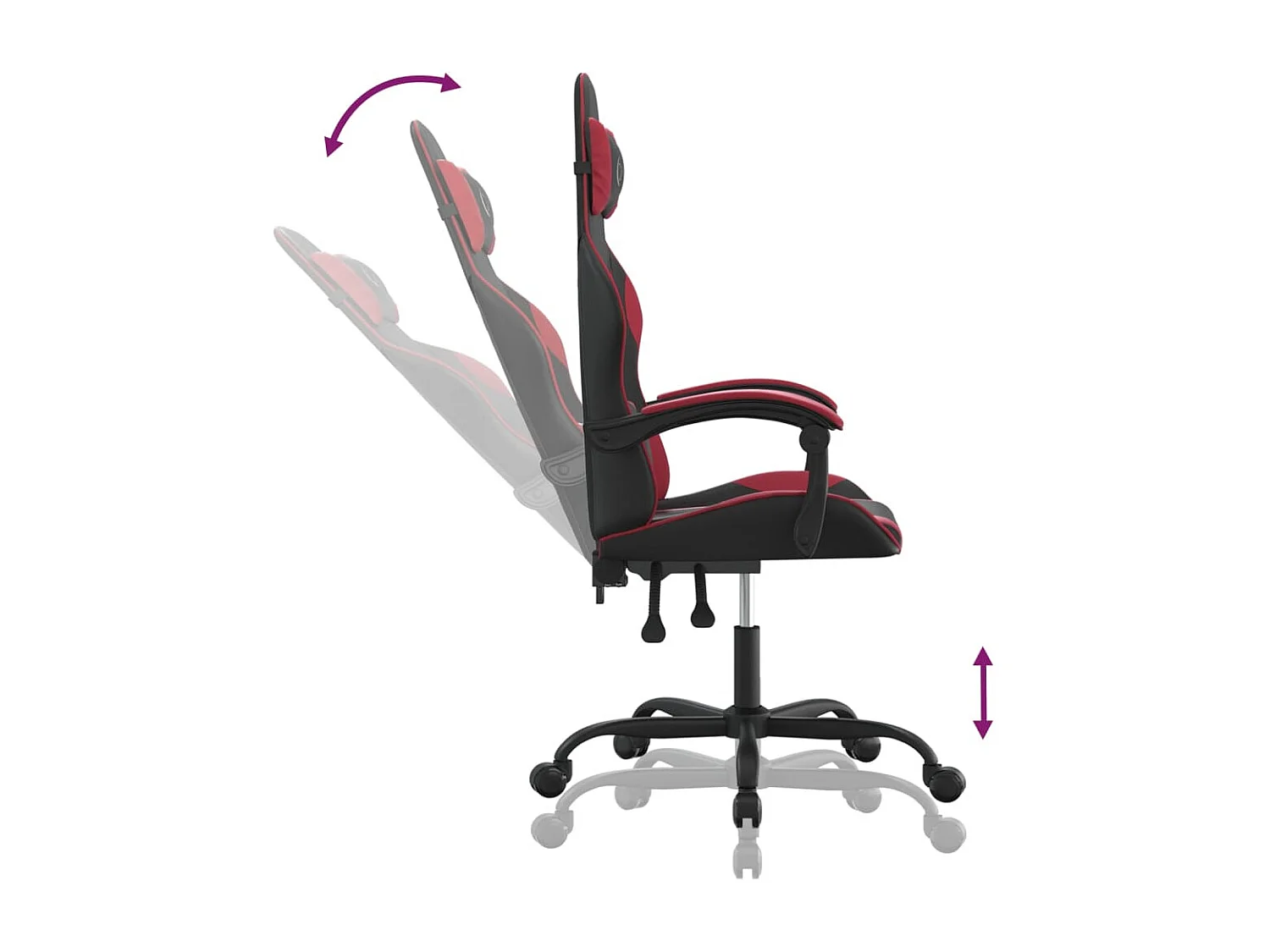 Chaise de jeu Noir et rouge bordeaux Similicuir