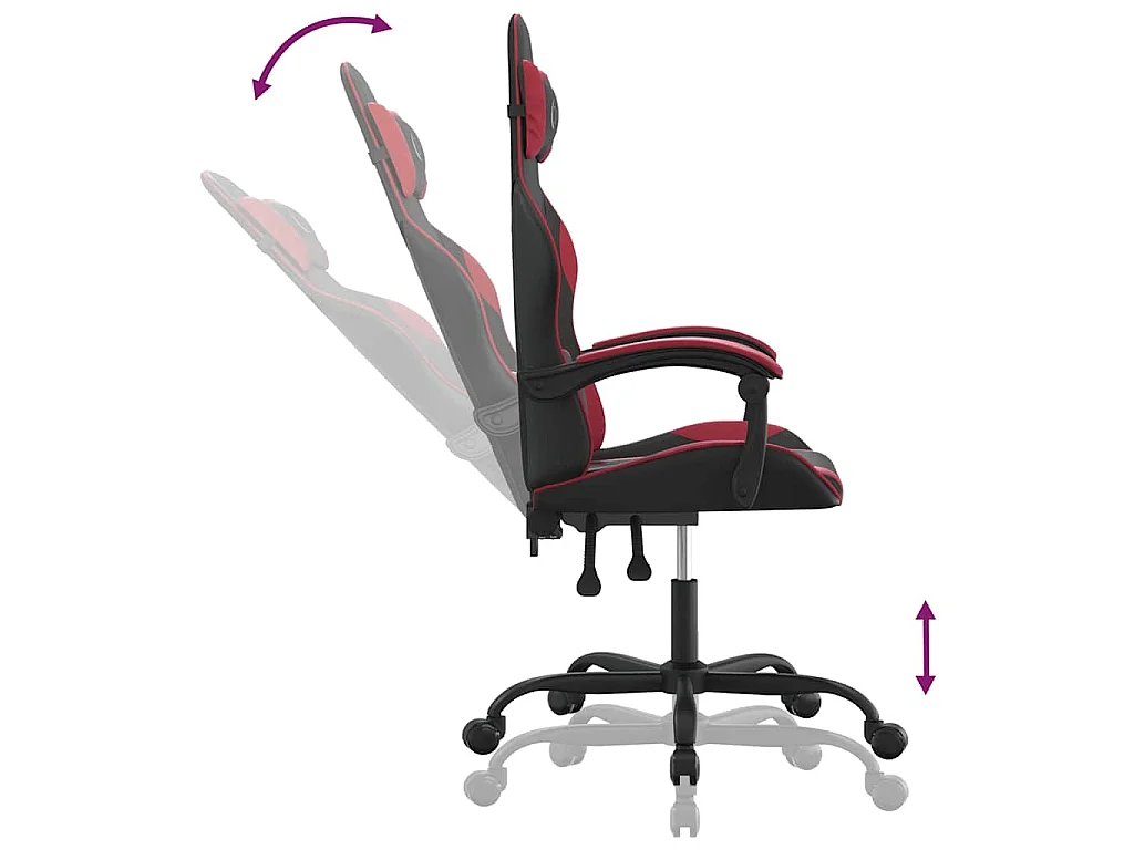 Chaise de jeu Noir et rouge bordeaux Similicuir