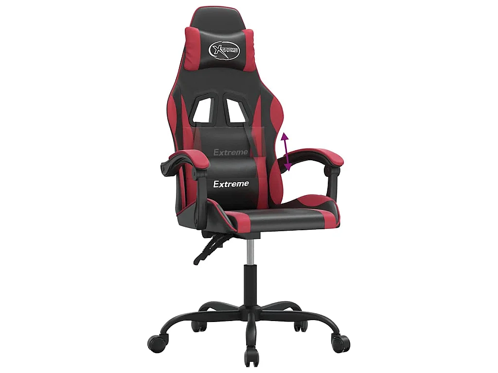 Chaise de jeu Noir et rouge bordeaux Similicuir