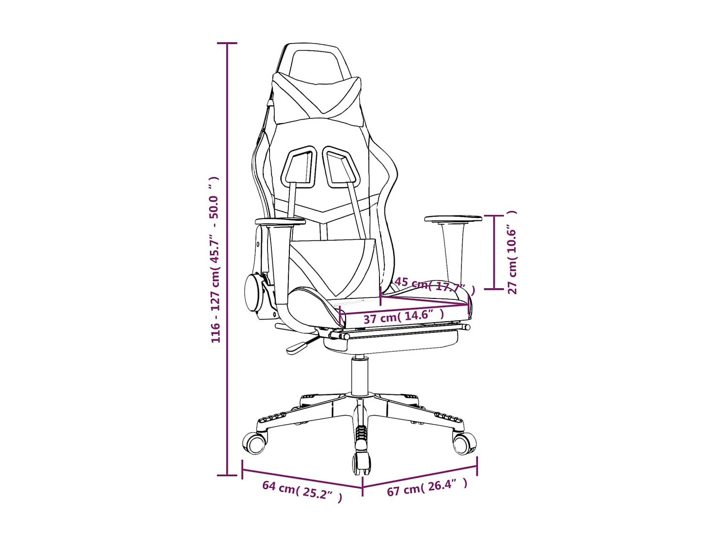 Chaise de jeu de massage avec repose-pied Noir&Doré Similicuir