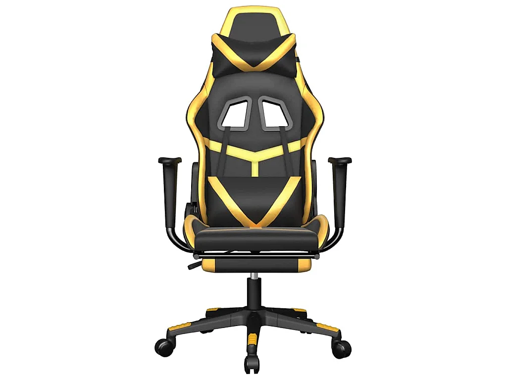 Chaise de jeu de massage avec repose-pied Noir&Doré Similicuir