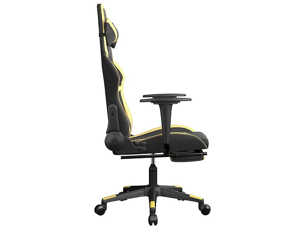 Chaise de jeu de massage avec repose-pied Noir&Doré Similicuir
