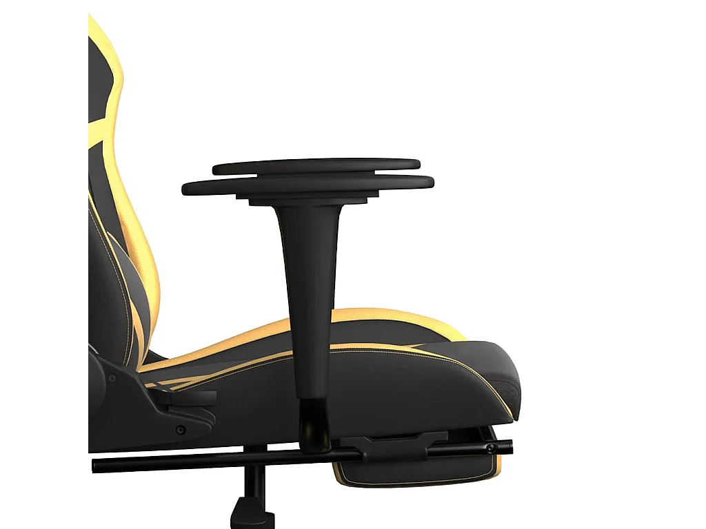 Chaise de jeu de massage avec repose-pied Noir&Doré Similicuir