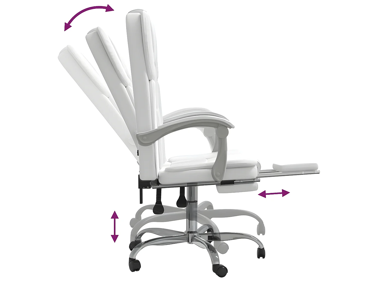 Kantoorstoel verstelbaar kuntsleer wit