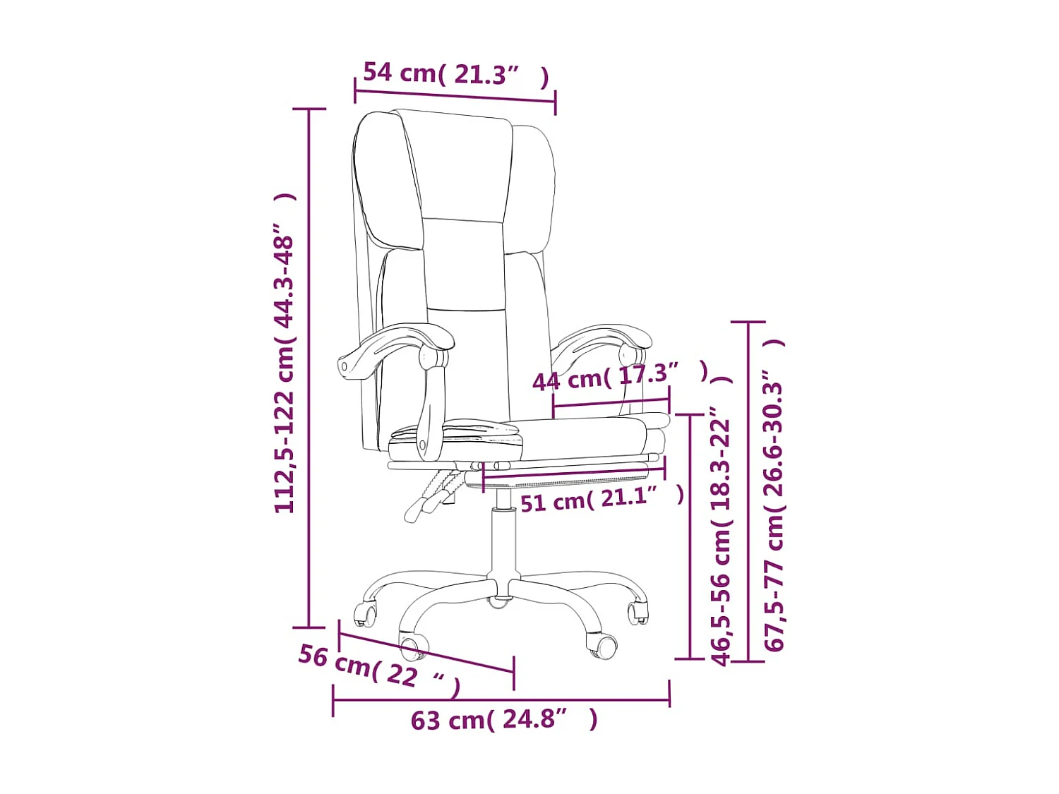 Kantoorstoel verstelbaar kuntsleer wit