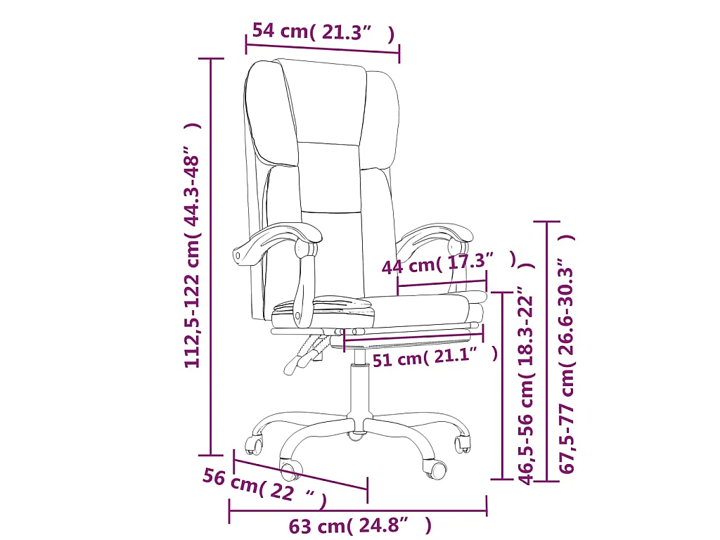 Kantoorstoel verstelbaar kuntsleer wit